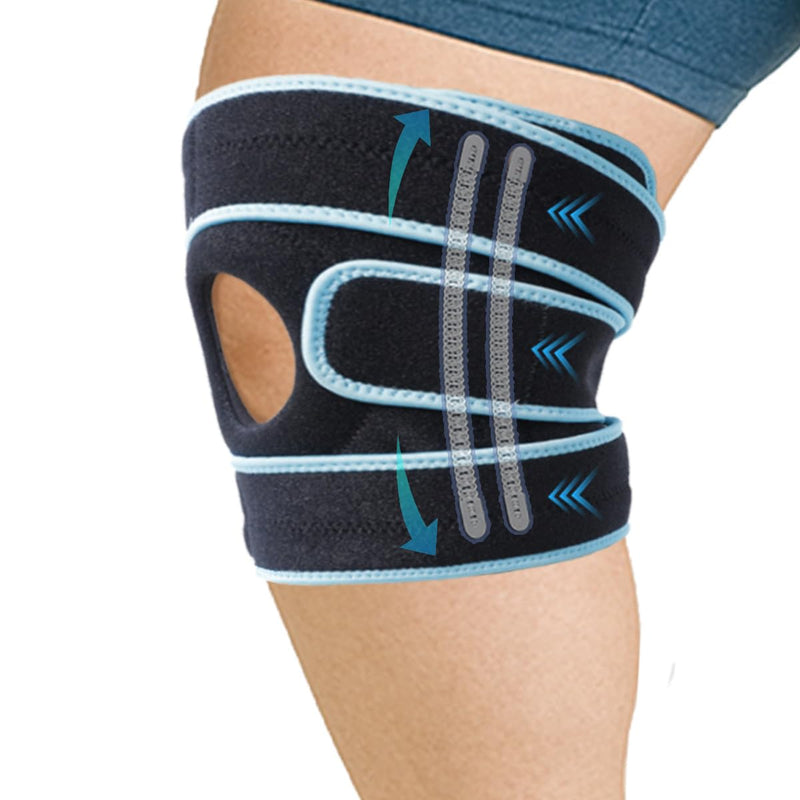 King Mills Extra Large Knee Brace Support to Knee Pain, Arthritis or Meniscus Tear. Adjustable Plus Size Knee Brace for Women and Men, Adult 2XL, Blue Black. XX-Large