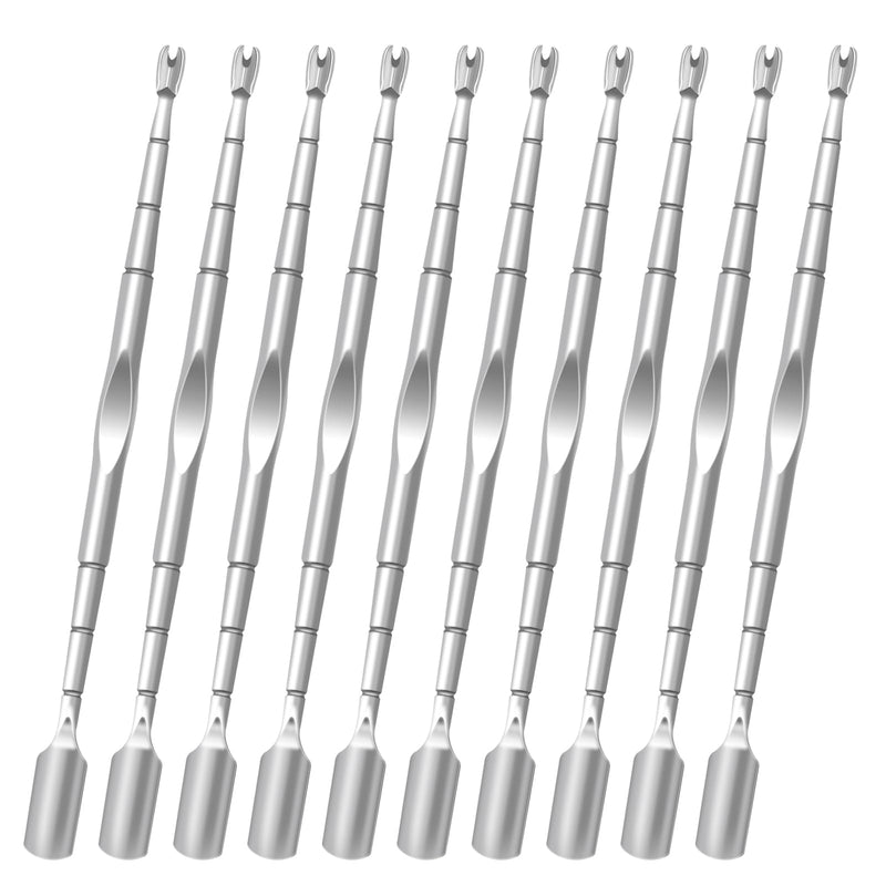 10 Pack Cuticle Pushers with Fork, 2 in 1 Cuticle Nail Pusher Tools with fork, Stainless Steel Cuticle Remover Tool for At-Home & Travel Manicures Pedicures - Silver - BeesActive Australia