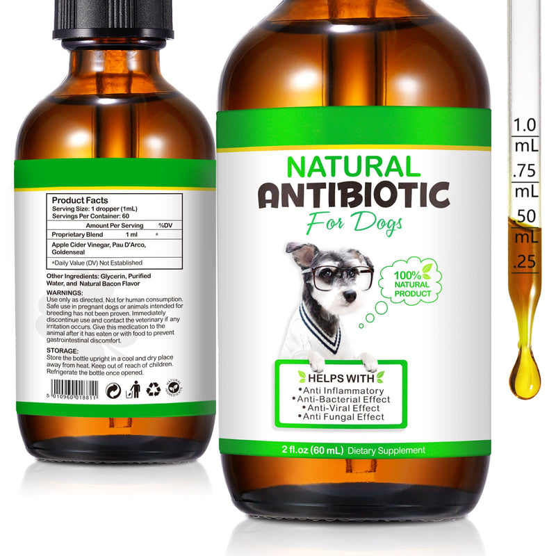 NenMaoKeNu Antibiotics for Dogs, Natural Antibiotics for Dogs, Dog Multivitamin for Pets, Dog Supplies Antibiotics, Dog Allergy and Itch Relief - 60ML 1 Count