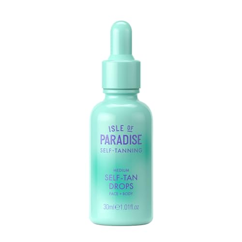 Isle of Paradise Self Tanning Face & Body Drops- Self Tanner Drops for a Natural Bronze, Long-lasting Tan, Cruelty Free, Fragrance Free & Dermatologist-Approved, 1.01 fl. oz Medium