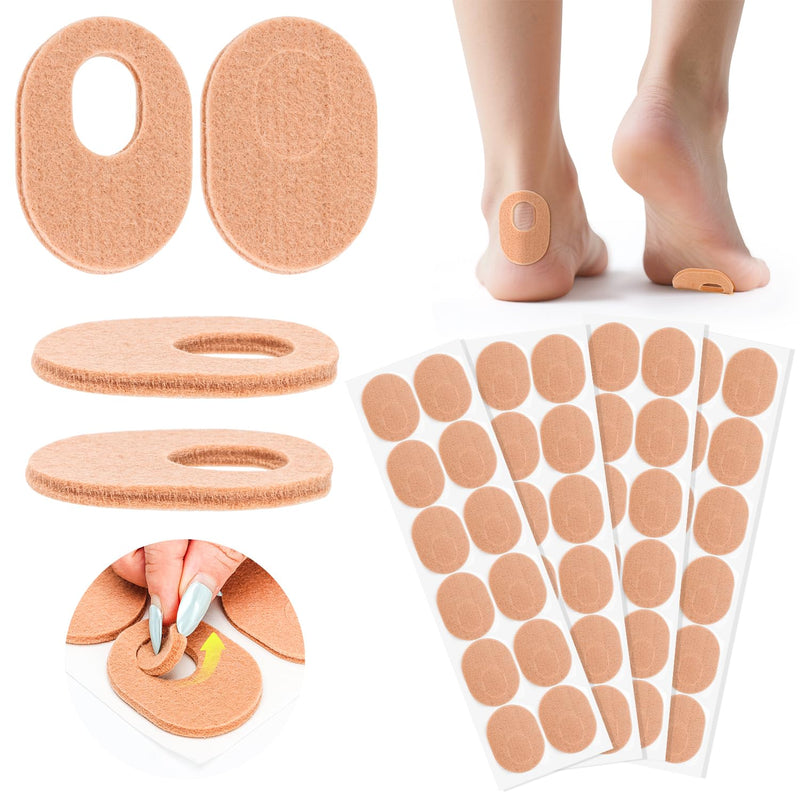 Callus Cushions 1/4" Thick Oval Soft Felt Self Adhesive Callus Corn Pads for Bottom of Foot, Toes,Heel Pain for Men Women Feet Care(48 Pcs,Nude) - BeesActive Australia