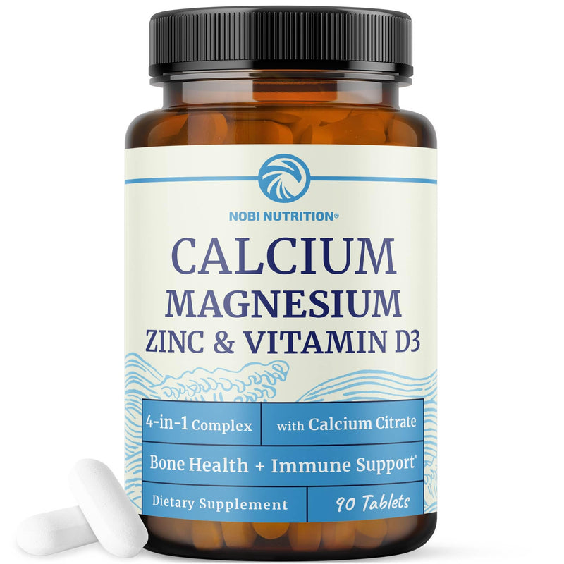 Calcium Magnesium Zinc D3 Supplement | Strong Bones, Healthy Teeth & Immune Support | Calcium Citrate Magnesium and Zinc with Vitamin D3 | 4-in-1 Cal Mag Supplement | 90 Tablets (1 Month Supply) | Muscle & Nervous System Support, Calcium Citrate Magnes...