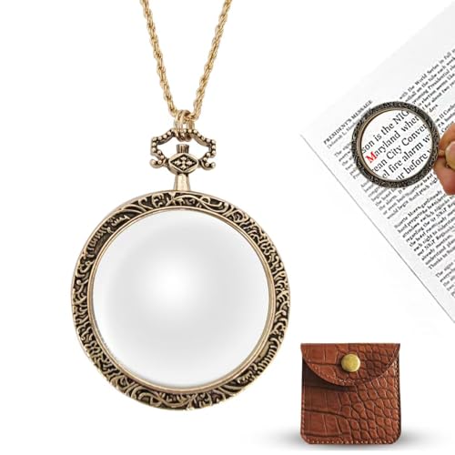 YYHSND 10X Magnifying Glass Necklace Magnifier Necklace Pendant Optical Magnifier with Chain Necklace for Library, Reading, Zooming and Jewelry
