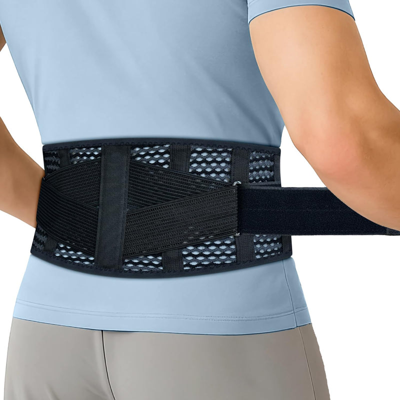 Breathable Back Brace for Lower Back Pain Relief – Lightweight 3D Air-Mesh Lumbar Support Belt with Dual-Adjust Pulley System – Ventilated Low-Profile Design for Sciatica, Herniated Disc, Driving & All-Day Wear M(Waist: 34"-43")