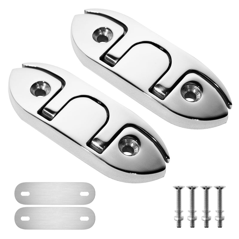 Boat Dock Cleat,4.5 inch/6 inch Marine Grade 316 Stainless Steel Folding Cleats Rope Cleat Flip Up Dock Cleat for Boat Kayak with Fastener 4-1/2 inch 2 PACK
