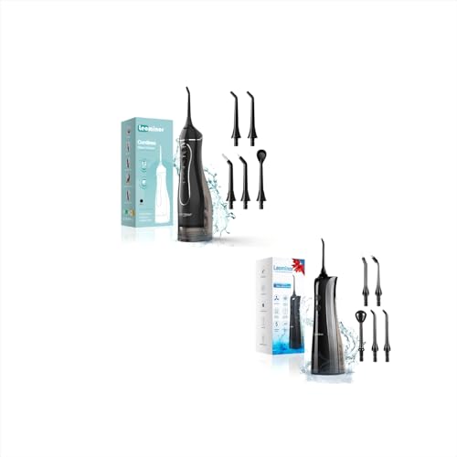 Leominor Water Dental Flosser Teeth Pick - Rechargeable Travel Irrigation Cleaner IPX7 for Home Travel(2 Packs)