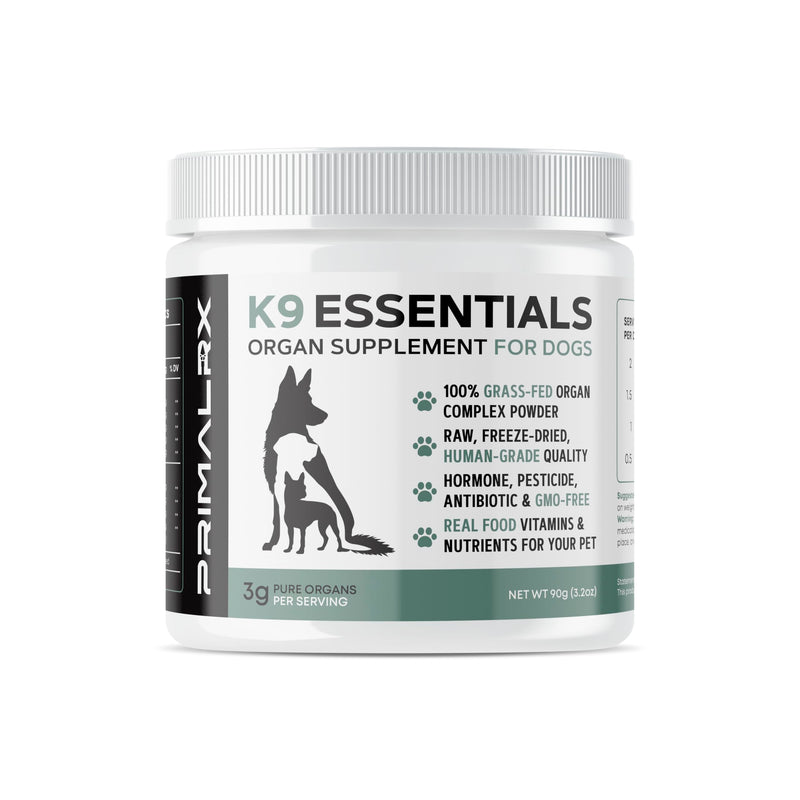 K9 Essentials Organ Supplement for Dogs, Human-Grade Grass Fed Freeze-Dried Beef Organ Powder, 9-Organ All-in-One Dog Multivitamin Meal Topper for Gut, Joint & Skin Support, 90g