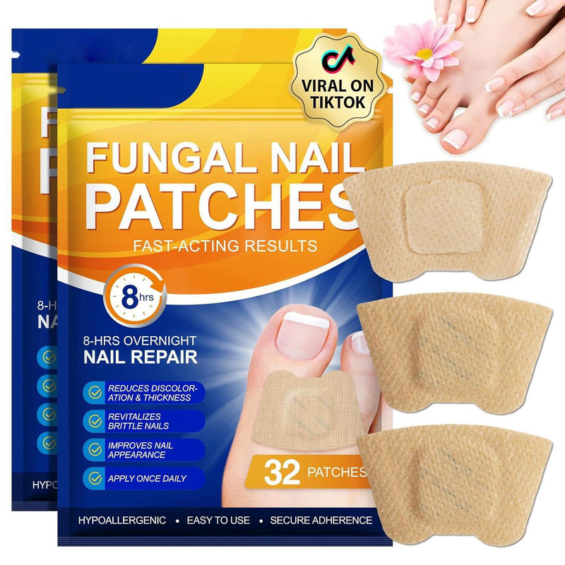 32 PCS Fungal Nail Patches for Broken Damaged Split Nails,Toenail Treatment Extra Strength,Nail Repair for Damaged Nails, Nails Care Supplies, Restore Discoloration and Thickness (2 Pack) 32 Count (Pack of 1)