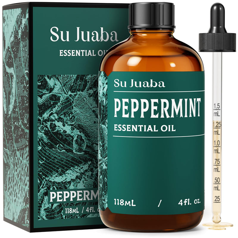 SU JUABA Peppermint Oil 4 Fl Oz, 100% Pure & Natural Aromatherapy Oil for Spray, Diffuser, Skin, Hair - 118ML - BeesActive Australia