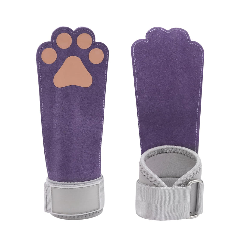 ANKOMINA 1 Pair Leather Dog Paw Fitness Power Strap Wear-Resistant Adjustable Wrist Straps Weight Lifting Hooks for Bodybuilding Equipment Purple