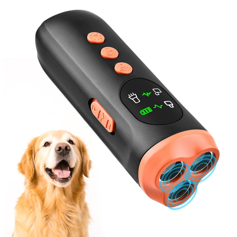 Dog Bark Deterrent Device | 33ft Range Anti-Bark & Anti-Bite Device | Triple Ultrasound + Dual-Mode Light | Safety Lock + Portable Charging | Outdoor Dog Training & Protection