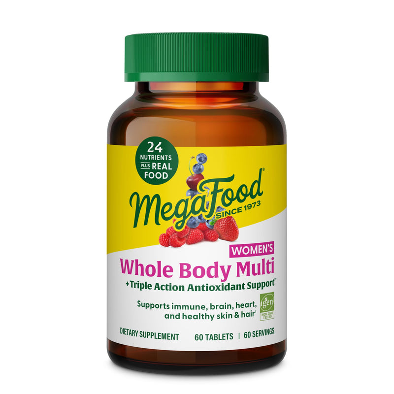 MegaFood Whole Body Methylated Multivitamin for Women, 60 Tablets | 24 Nutrients Plus Antioxidant Support from Fruit, Methylfolate, Methylated B12, Magnesium Glycinate, Vegetarian, 60 Servings 60 Count (Pack of 1)