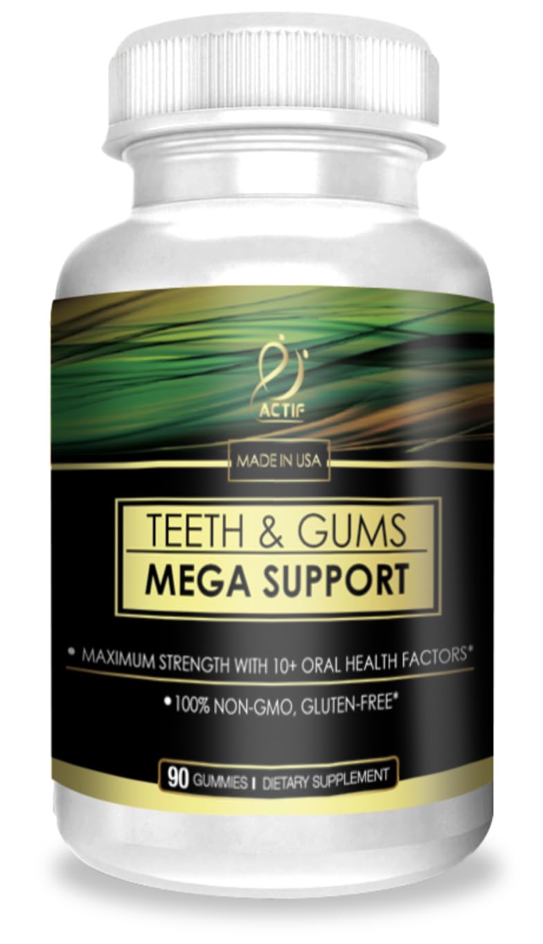 ACTIF Teeth and Gums Mega Support, Oral Probiotics Supplement for Mouth and Dental Multivitamin Supplement, 60 Gummies