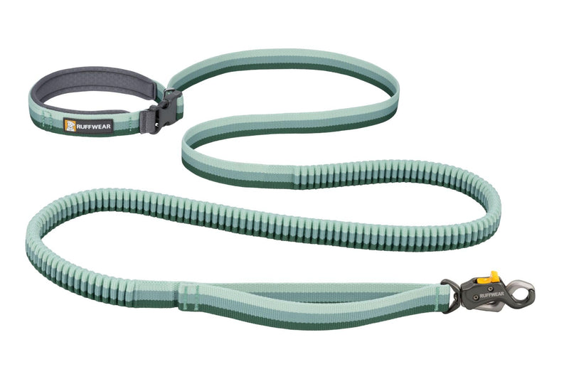 Ruffwear, Roamer Lock Dog Leash, Hands-Free Waist Option, Auto-Locking Talon Clip, Shock-Absorbing Stretch, Padded Handle, Traffic Handle, Trail-Tough for Any Adventure, River Rock Green, 5.5'-7' 5.5'-7'