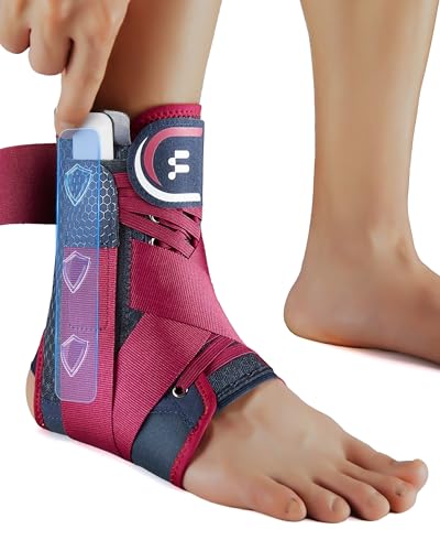 Ankle Brace for Men Women with Removable Side Splints Figure 8 Strap Rose S