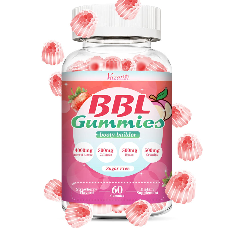 BBL Booty Gummies for Women – Sculpt, Lift & Firm Glutes – Creatine Monohydrate, Vitamins & Herbal BBL Blend - Boost Curves, Energy & Workout Recovery – Vegan, Non-GMO, 60 Cts 60 Count (Pack of 1)