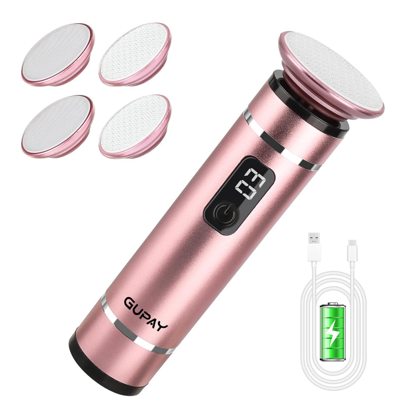 Electric Foot File Callus Remover - 3 Speeds & 4 Nano Glass Heads for Smooth Feet - Professional Pedicure Tool for Dead Skin Hard & Cracked Heels - Rechargeable & Portable - BeesActive Australia