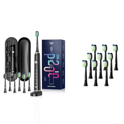 JTF Sonic Electric Toothbrush - with Travel Case and 6 Brush Heads, Fast Charging toothbrushes for 60 Days Long Lasting, 5 Modes Power Toothbrush for Women