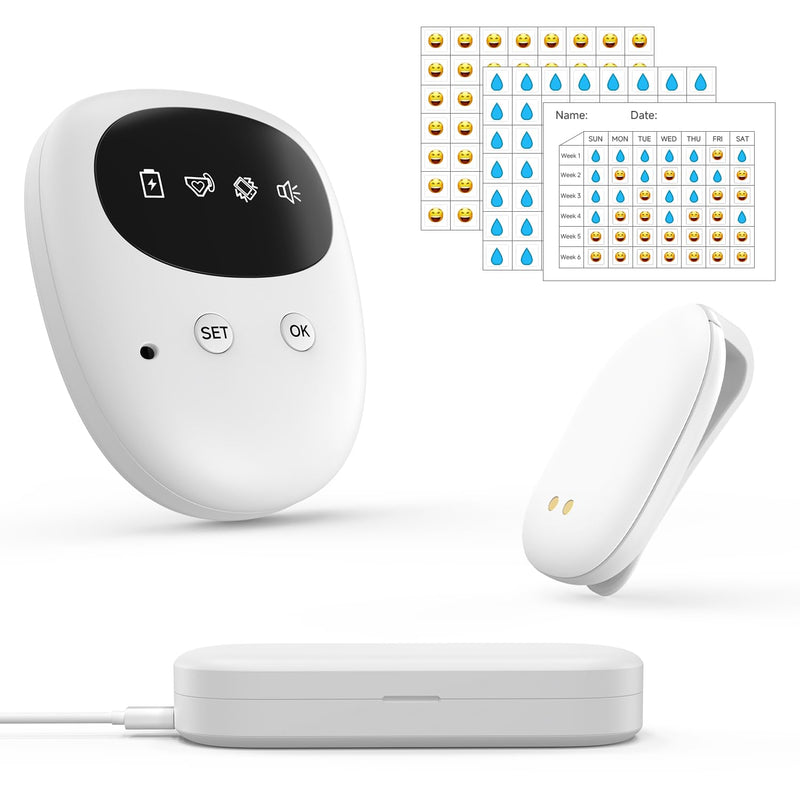 Wireless Bedwetting Alarm for Boys and Girls, Bed Wetting Alarm with USB Rechargeable Sensor, High-Sensitivity Sensor for Bedwetting with 3 Alert Modes‚Äì White