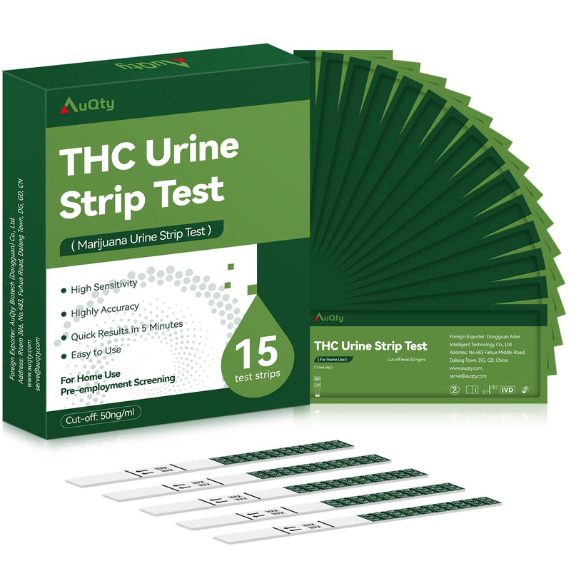 THC Tests for Home Drug Test Kit, Highly Sensitive Marijuana/Weed Urine Marijuana Drug Test, 50 ng/mL Cutoff Level (15 Count) 15 THC Strips - BeesActive Australia