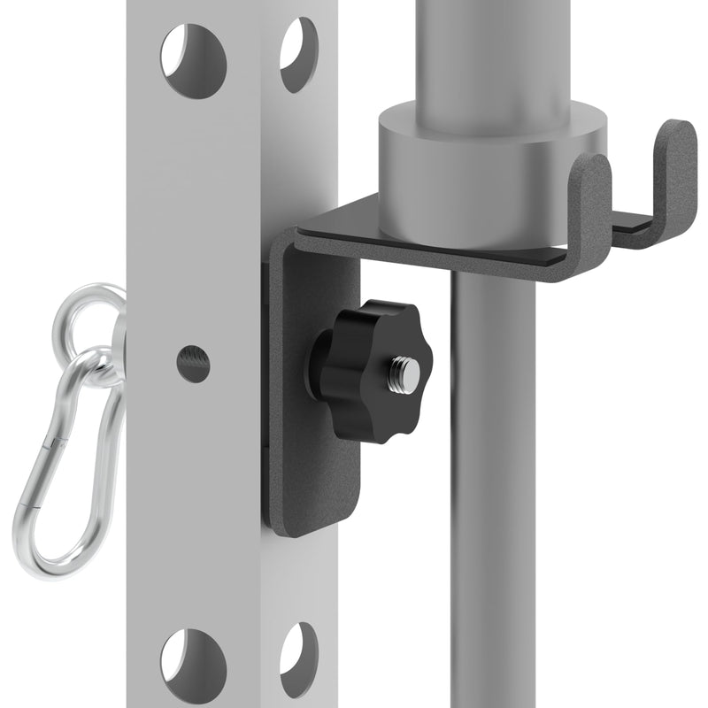 2-in-1 Olympic Barbell Holder and Resistance Band Anchor for 2x2 & 2x3 & 3x3 Power Racks with 5/8"-1" Holes, Heavy-Duty Steel Bar Storage Hanger with Protective Padding