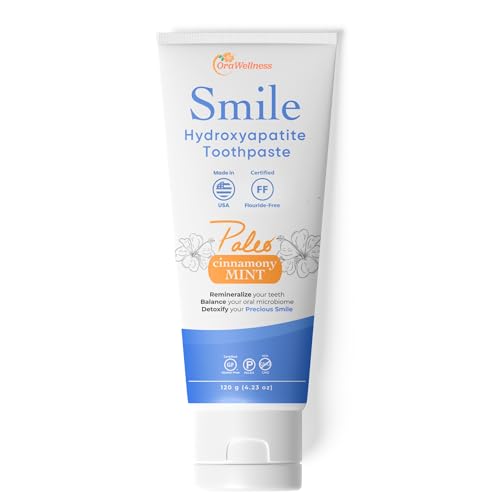 OraWellness Smile Remineralizing Hydroxyapatite Toothpaste, Cinnamon Mint - Xylitol & Microcrystalline Hydroxyapatite, Made in USA, Fluoride Free Natural Tooth Repair & Teeth Whitening, 4.23oz Cinnamony Mint