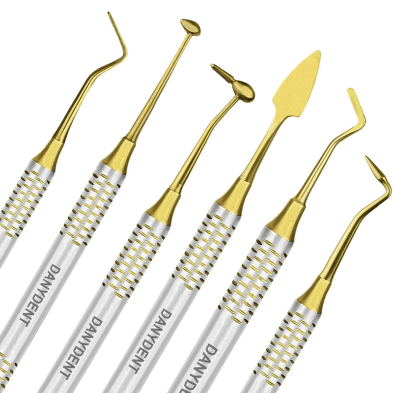 6 PCs Dental Composite Resin Filling Gold Coated Restorative Kit - Composite Dental Hand Instruments - Dental Tools Professional Stainless Steel Restorative Instruments - BeesActive Australia