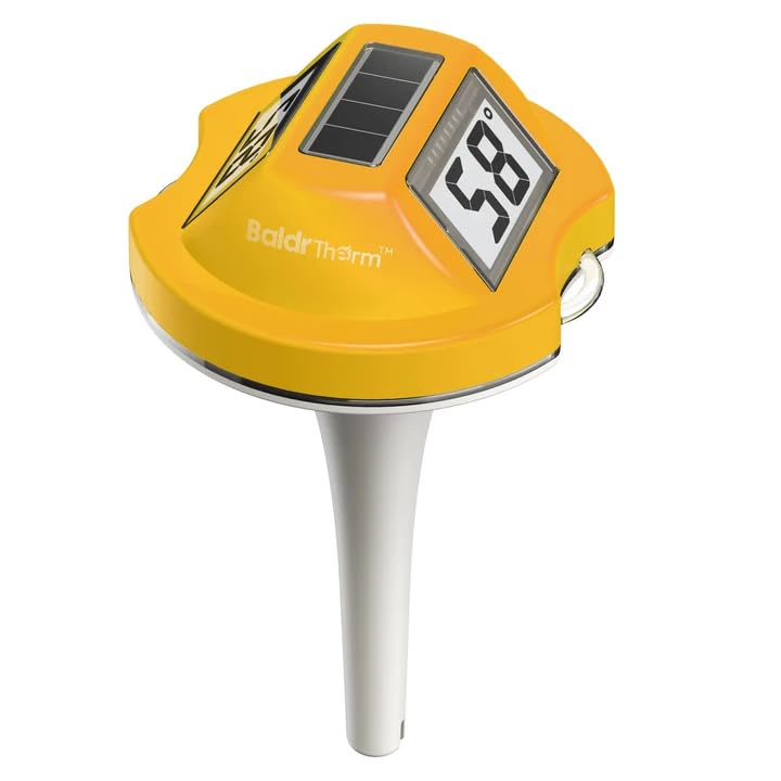 BaldrTherm Floating Pool Thermometer, Swimming Pool Thermometer Digital Solar, High Accurate, Anti-Fog Dual-Sided Display Screen for Babybath, Spas & Aquariums (Yellow) Yellow - BeesActive Australia