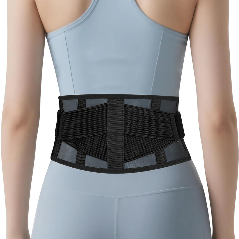 Ultra-Thin & Lightweight Back Brace for Lower Back Pain,Sciatica,Scoliosis,Slipped Disc- Breathable & Adjustable Back Brace Belt for Women and Men under clothes,Black. L/XL(Waist:35'' - 43'')