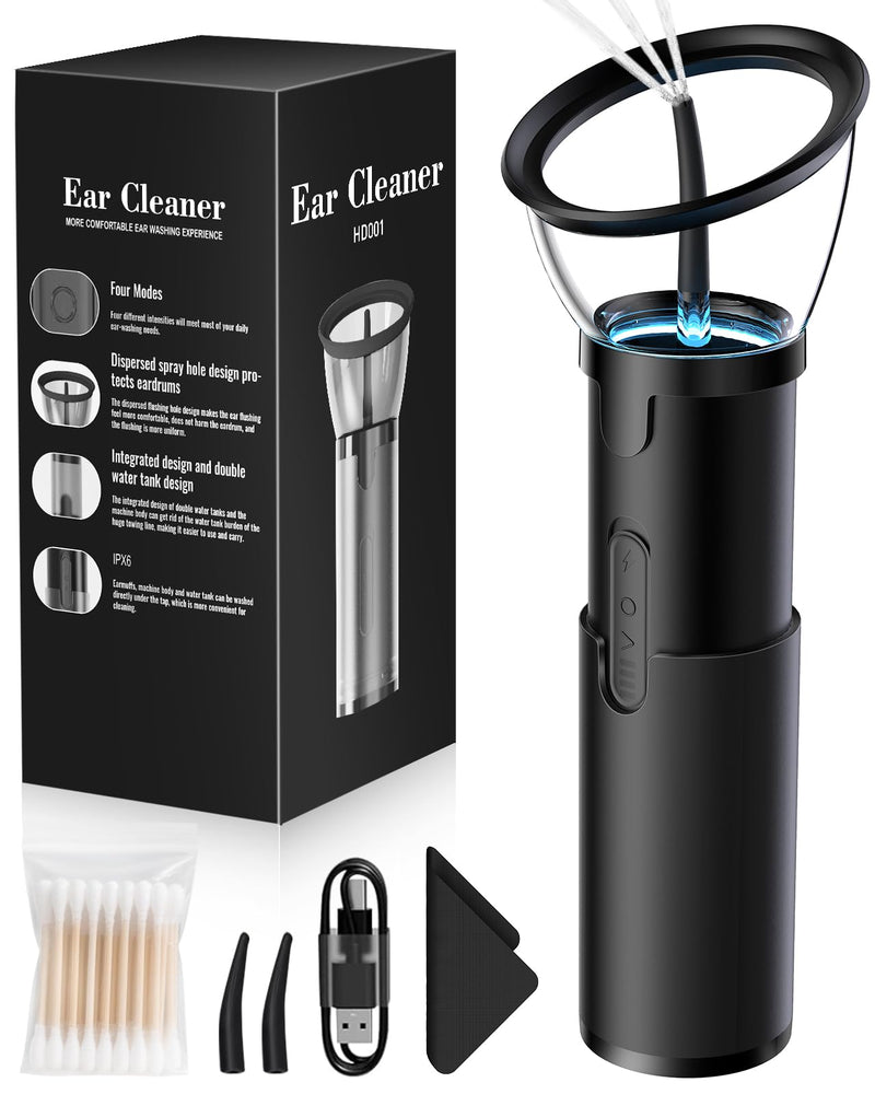 Ear Wax Removal, Retractable Ear Cleaner with 4 Pressure Modes, IPX6, Electric and Water Resistant Ear Wax Removal Kit, Rechargeable Ear Cleaning Tool with USB, Ear Washer for Humans In-home