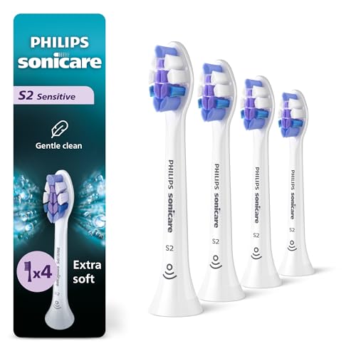 Philips Sonicare S2 Sensitive Brush Heads, 4-Pack, 1 Year Supply, White