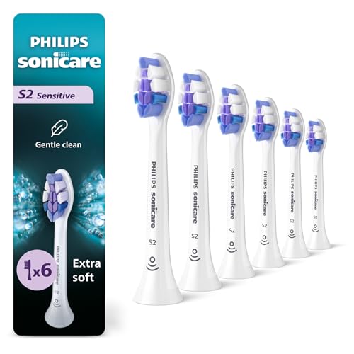 Philips Sonicare S2 Sensitive Brush Heads, 6-Pack, 18 Month Supply, White 1 Count (Pack of 6)