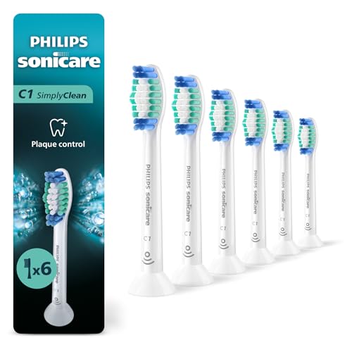 Philips Sonicare C1 SimplyClean Brush Heads, 6-Pack, 18 Month Supply, White 1 Count (Pack of 6)