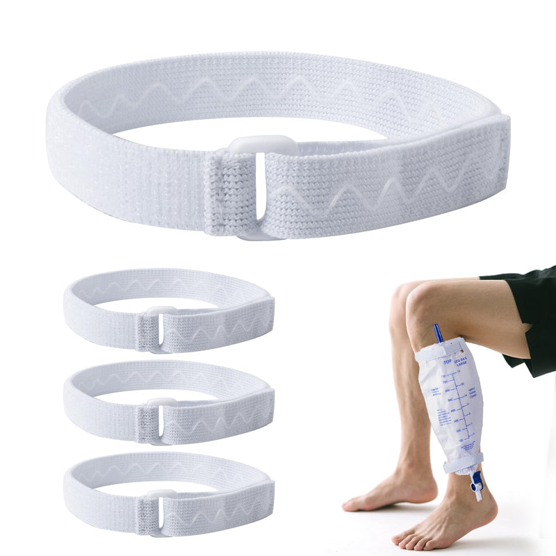 4 PCS Adjustable Anti-Slip Catheter Leg Bag Straps | Medical Cotton with Silicone Grip | Fits Foley Urinary Drainage Bags | Post-Surgery, Elderly Care | Washable, Latex-Free, Hypoallergenic Pure-white