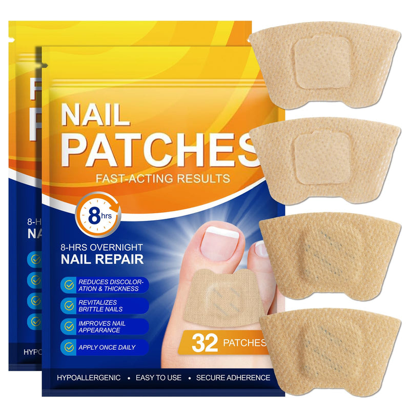 Toenail Treatment Extra Strength, 64 Pcs Nail Patches 8-Hour Overnight Nail Fast Acting Repair for Damaged, Resolve Thick, Discolored Nails, Foot Nails Repair & Care, Maintain Nail Balance 32 Count (Pack of 2)