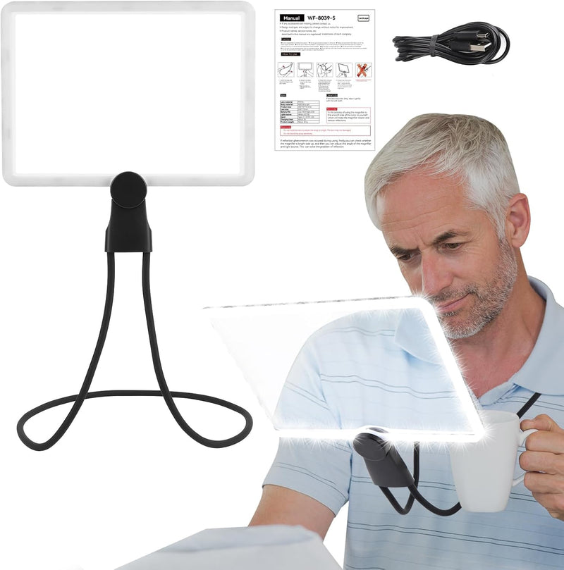 5X 10X Large Magnifying Glass with Lights for Reading Full Book Page