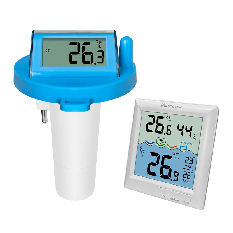 KETOTEK Wireless Pool Thermometer Digital Water Temperature Gauge Pool Floating Indoor Outdoor Thermometers for Swimming Pool, Bathtub, Pond, Aquarium Remote Temperature Monitor Sensor IPX8 Waterproof - BeesActive Australia