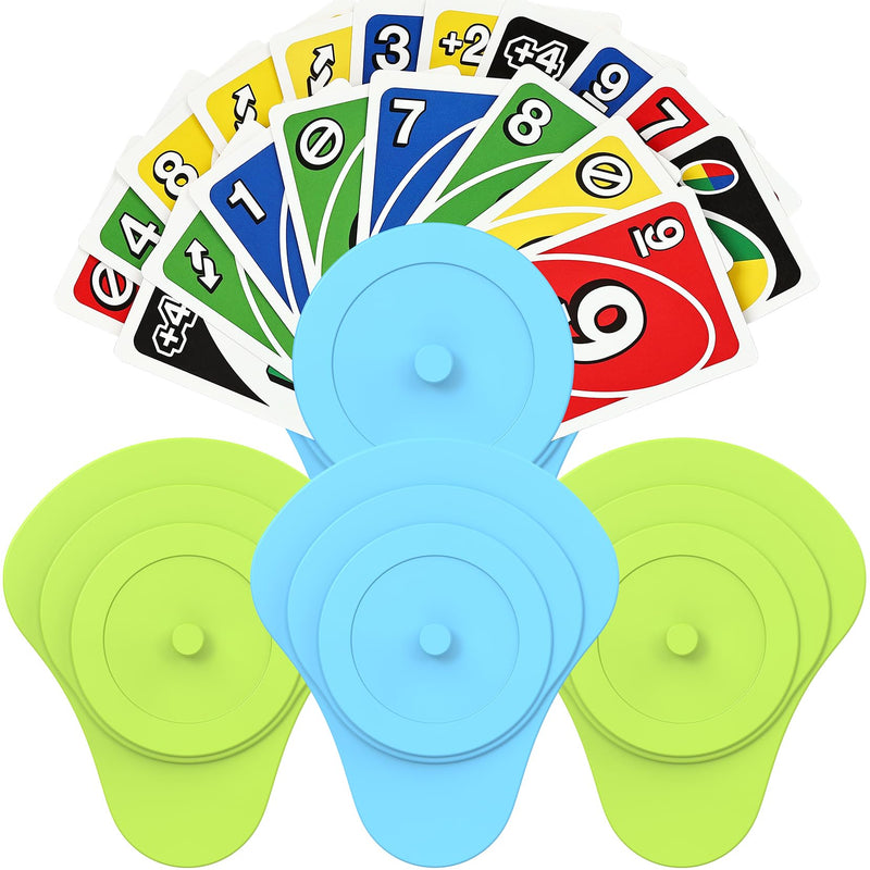 Playing Cards Holder for Little Hands, Multiple Layers Design for UNO Game Nights, Poker, Canasta, Spite Malice, Playing Card Accessories for Family Gatherings & Travel, Set of 4 (2 Blue + 2 Green) 2 Blue + 2 Green - BeesActive Australia