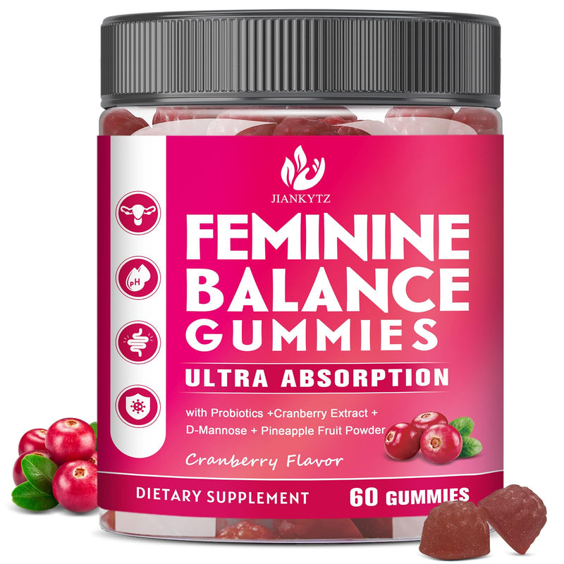 Feminine Balance Gummies for Women Sugar Free - Vaginal Health, Antioxidant, Digestive Health, PH Balance Support, Vaginal Probiotics for Women Gummies - Max Absorption, 60 Gummies (1 Pack) 60 Count (Pack of 1)