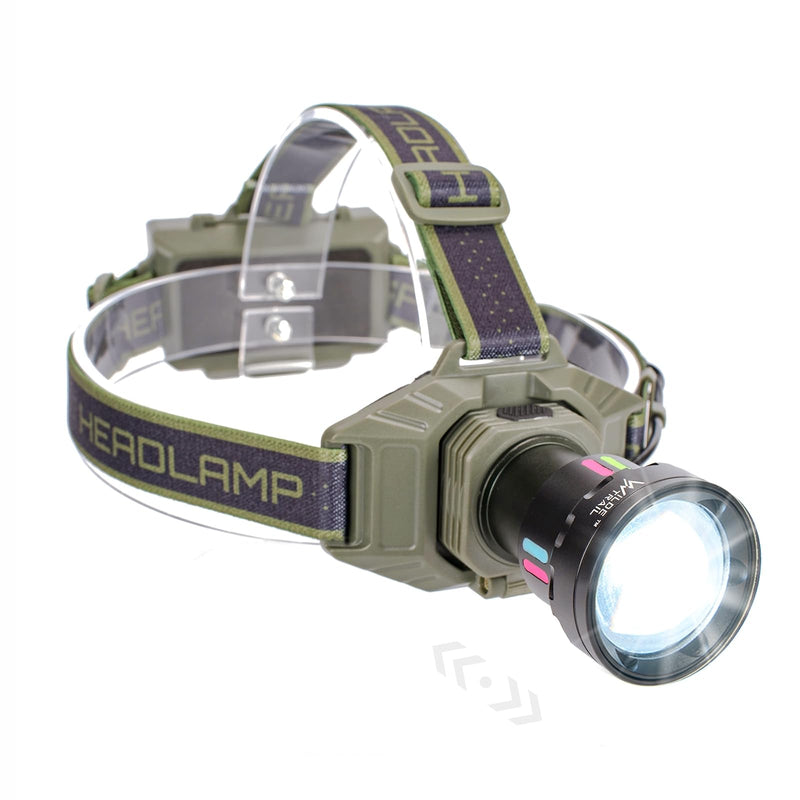 2000 Lumen Rechargeable Headlamp with Wide 180° Adjustment, Zoomable Beam, 4 Light Modes, IPX4 Waterproof Head Light for Camping, Fishing, Running, Cycling, Hiking