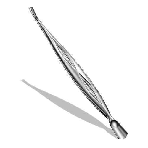 BALUCA 2-in-1 Cuticle Pusher & Trimmer with Fork – Professional Stainless Steel Nail Cuticle Remover Tool for Pain-Free Manicure & Pedicure – Durable Metal Cuticle Nippers and Scraper, Silver