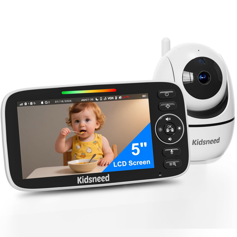 Baby Monitor with Camera and Audio ‚Äì 720P Baby Camera No Wifi, 5 inch Screen,48 Hours Battery Life, Night Vision, Remote Pan& Tilt& ZoomÔºåTwo-Way Talk, Lullabies, Thermal Monitor, 1000ft Range 530