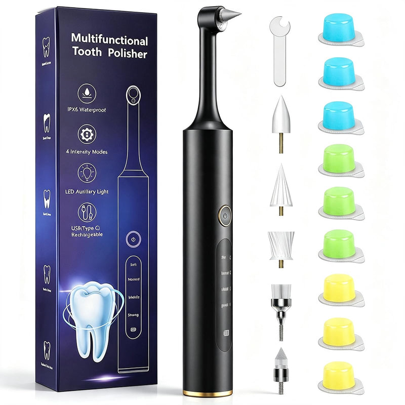 Tooth Polisher Rechargeable Teeth Polisher 4 Speed Modes,IPX6 & LED Light