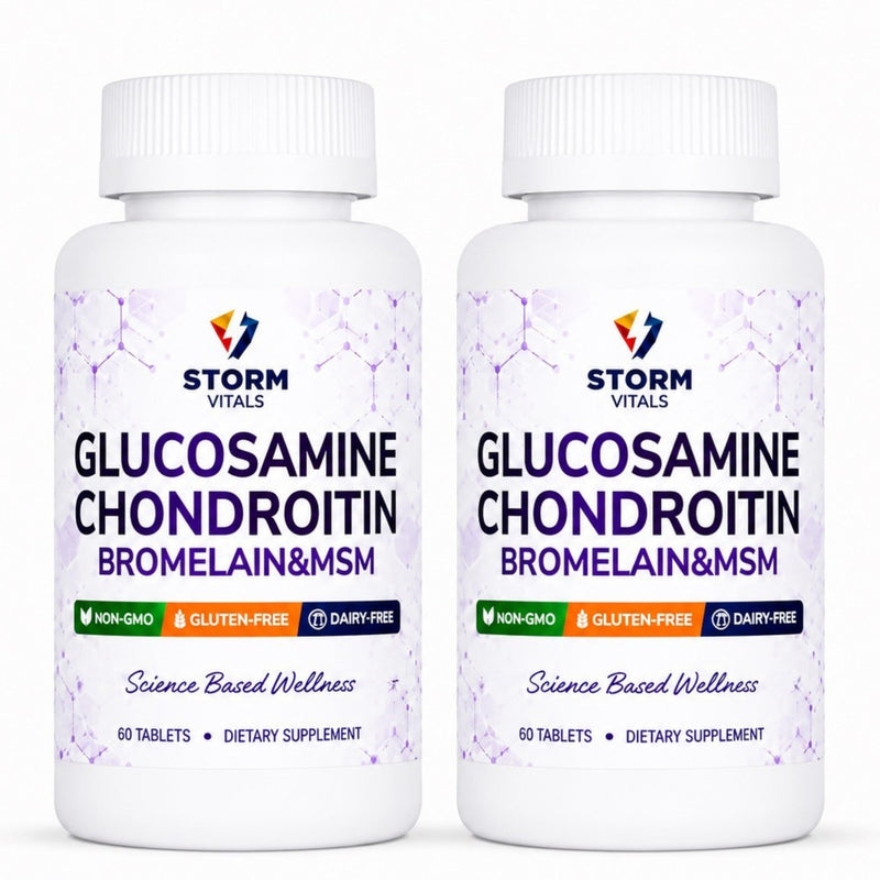 Glucosamine Chondroitin with MSM, Bromelain, Boswellia, Collagen, Hyaluronic Acid, Selenium & Vitamin D – Dietary Supplement – 60 Tablets 60 Count (Pack of 2)
