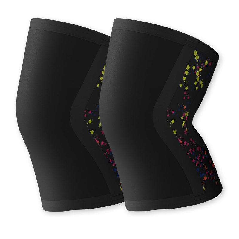Knee Brace for Women Men (1 Pair) 5mm Neoprene Knee Compression Sleeve Knee Support, Non-Slip Braces for Training & Fitness, Weightlifting, Black Ink S Small Ink Splatter