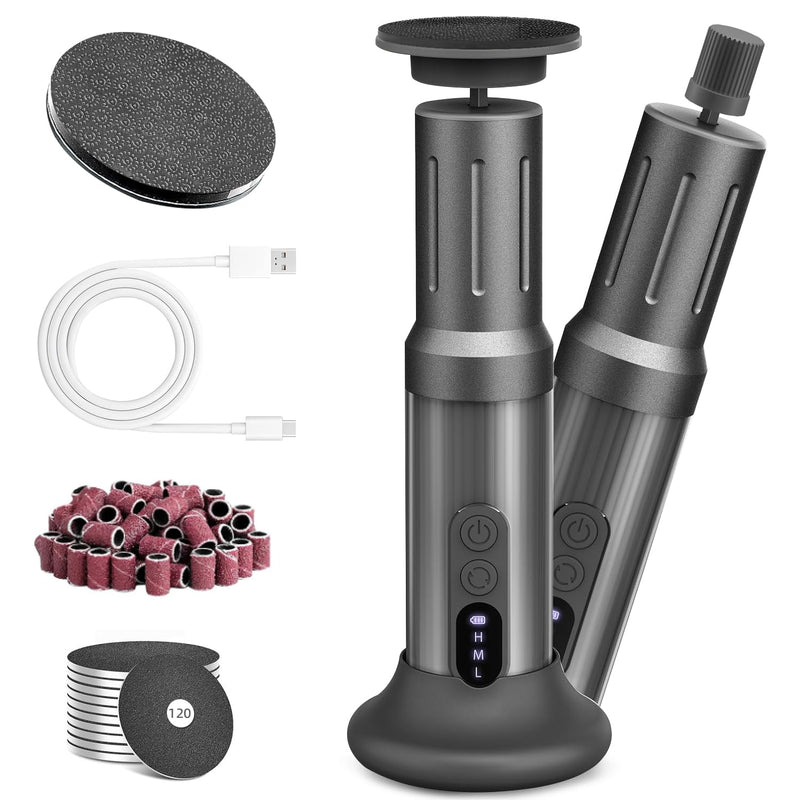 JINYAWA Electric Foot Callus Remover - 2-in-1 Rechargeable Cordless Foot File with LCD Display & 6 Speeds - Professional Foot Sander for Dead Skin, Thick Nails, Heels and Soles (Gray) Gray - BeesActive Australia