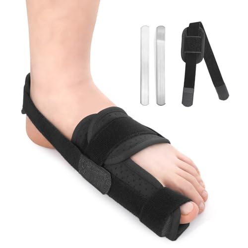 Broken Big Toe Brace Splint, Turf Toe Brace Support for fracture, Broken, Sprains, Arthritis, Women & Men, with 2 Removable Metal Plates - Black Left
