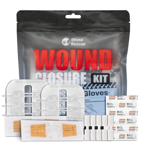 RHINO RESCUE Wound Closure Kit with 3 Types Butterfly Bandages 78pcs