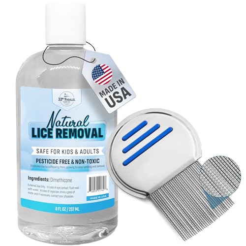 Safe Natural Lice Treatment for Kids & Adults w/ Lice Comb | Gentle, Non-Irritating Lice Shampoo That Kills Eggs and Lice on All Hair Types | Dimethicone Safely Suffocates | 8oz Treats 1-2 People
