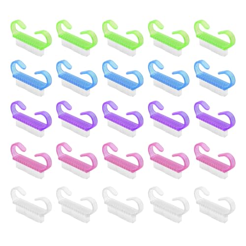 25 Pcs Handle Grip Nail Brush, Fingernail Scrub Cleaning Brushes for Nails and Toes, Hand & Foot Nail Cleaner, Pedicure Manicure Brush for Women, Men, Kids – Multicolor